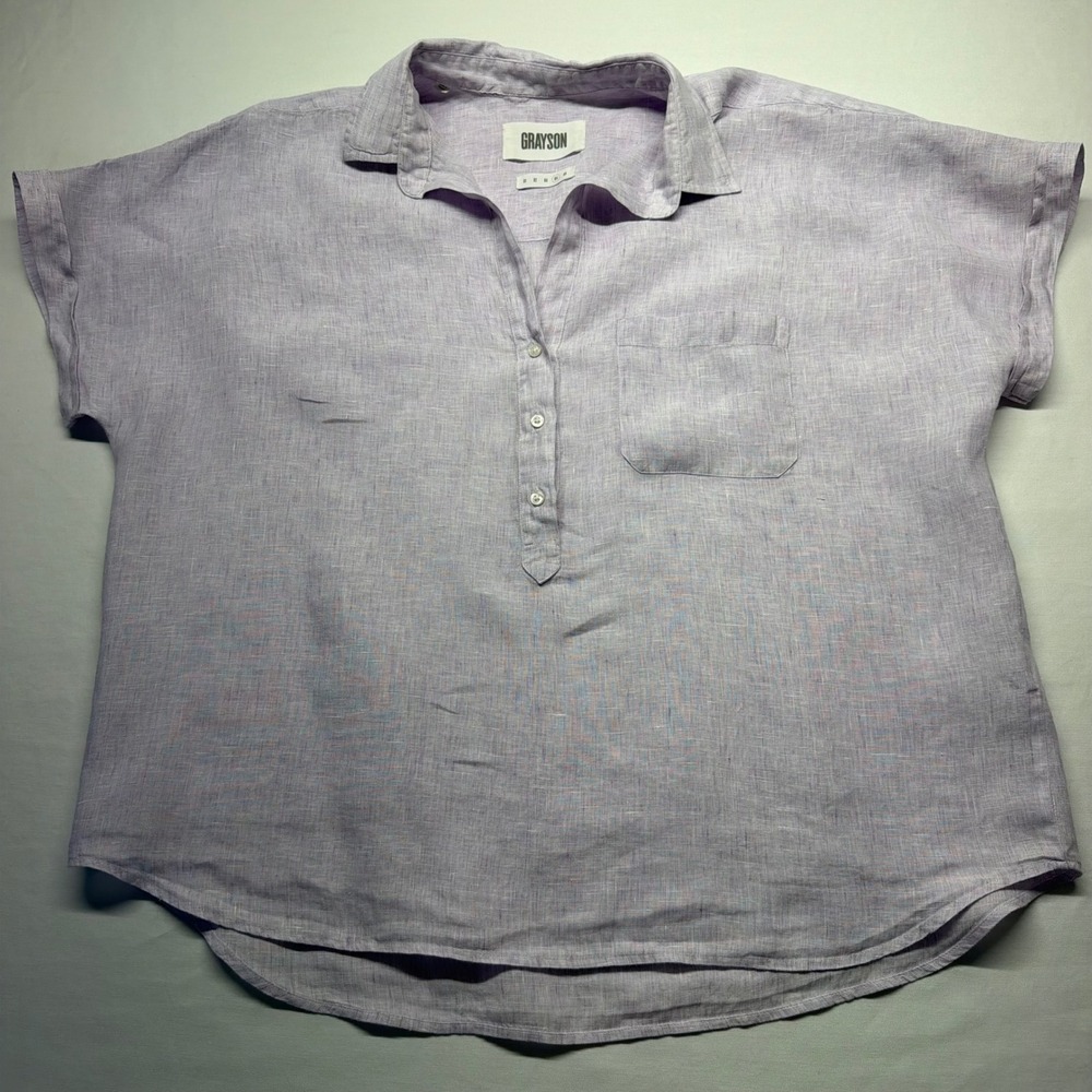 Grayson The Artist Shirt 04 Lavender Linen Oversized Womens Popover Blouse